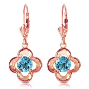 1.1 Carat 14K Solid Rose Gold Blue Topaz Bloom Earrings
