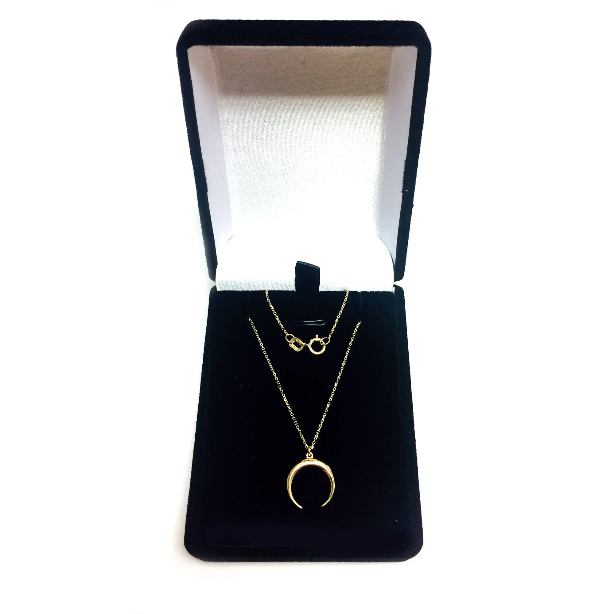 14K Gold Crescent Moon Pendant Necklace, 18"