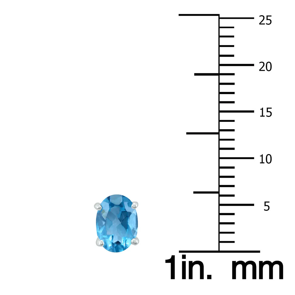 14K White Gold 7X5Mm Oval Blue Topaz Earrings