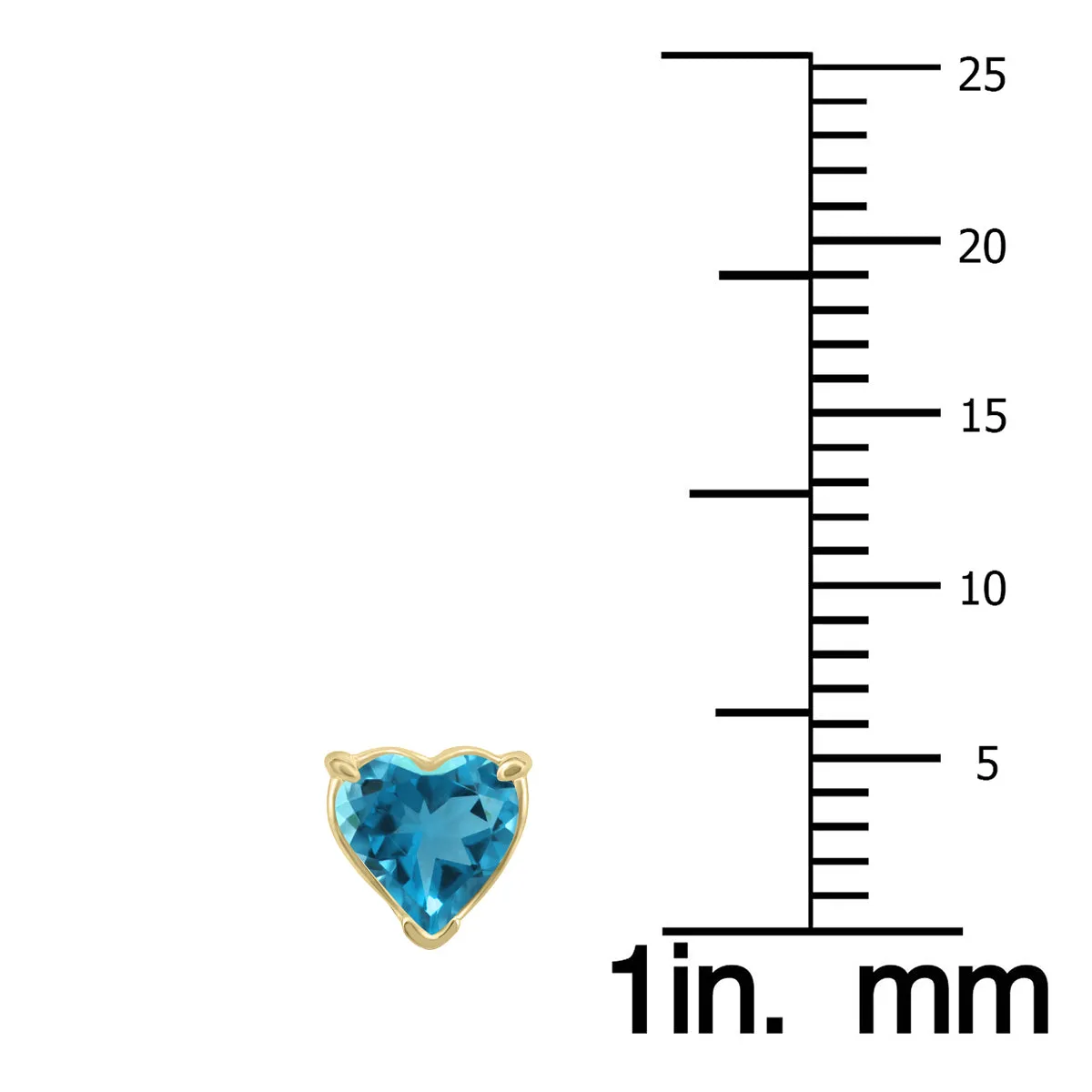 14K Yellow Gold 5Mm Heart Blue Topaz Earrings