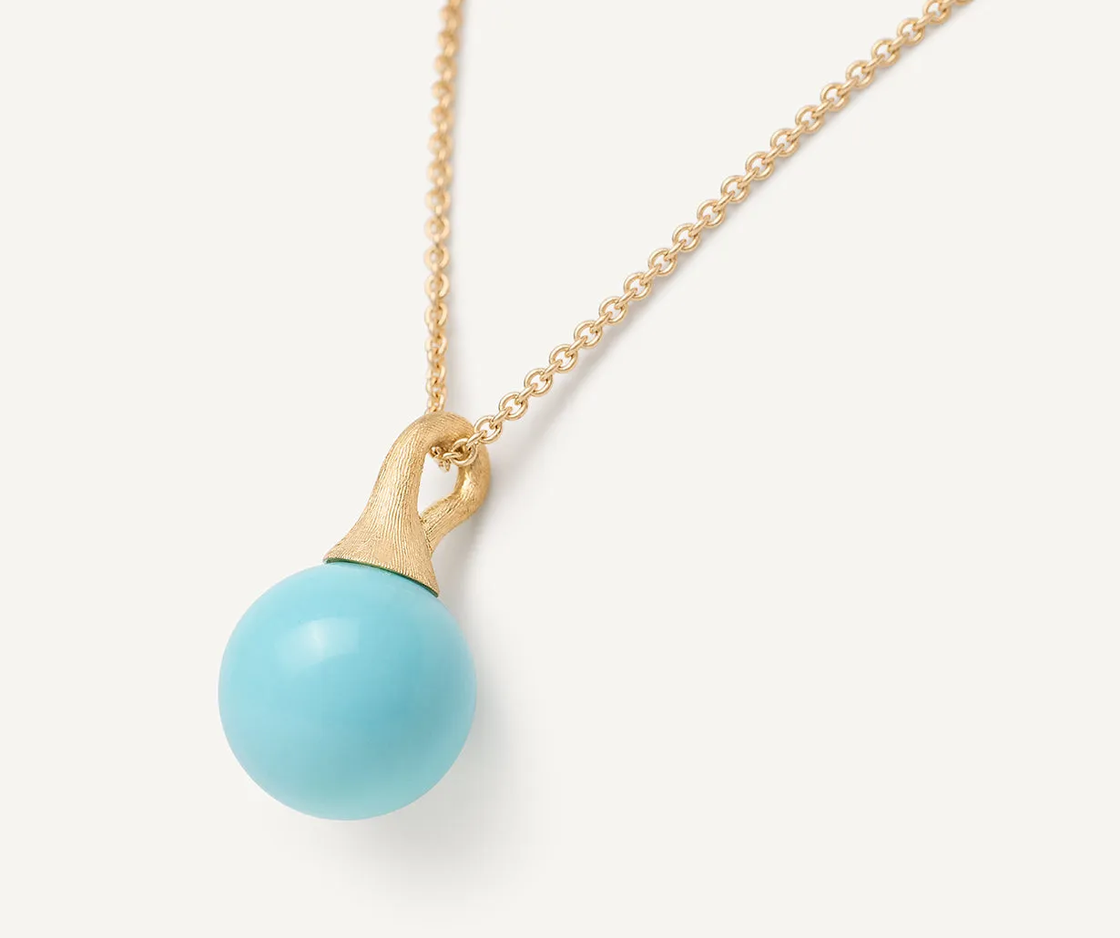 18K Yellow Gold Turquoise Pendant Necklace