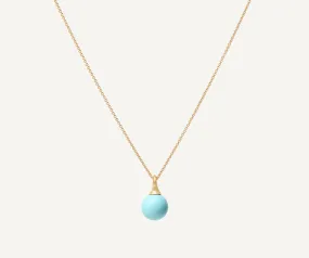 18K Yellow Gold Turquoise Pendant Necklace