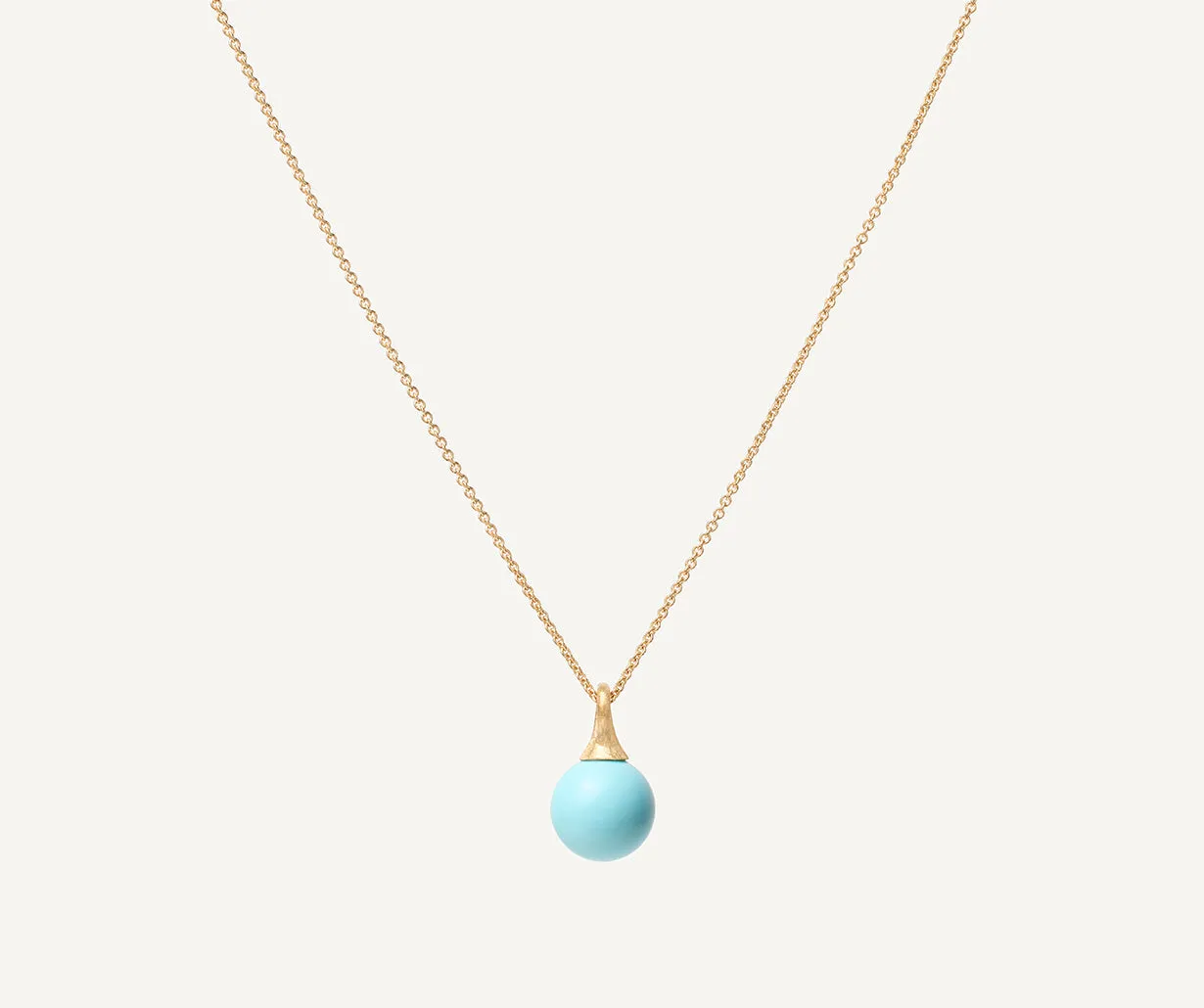 18K Yellow Gold Turquoise Pendant Necklace