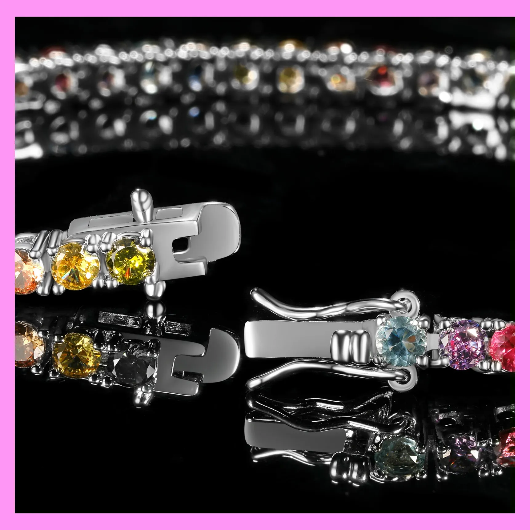 【2-42#】Colorful Tennis Bracelet  for female fashion daily engagement wedding anniversary