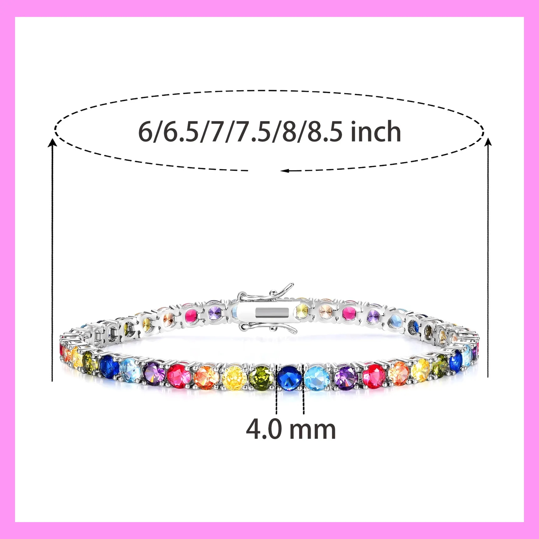 【2-42#】Colorful Tennis Bracelet  for female fashion daily engagement wedding anniversary