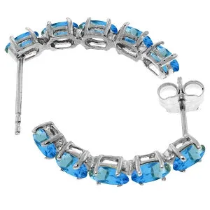 2.5 Carat 14K Solid White Gold Earrings Natural Blue Topaz