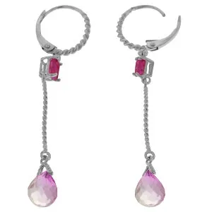 3.5 Carat 14K Solid White Gold Formidable Pink Topaz Earrings