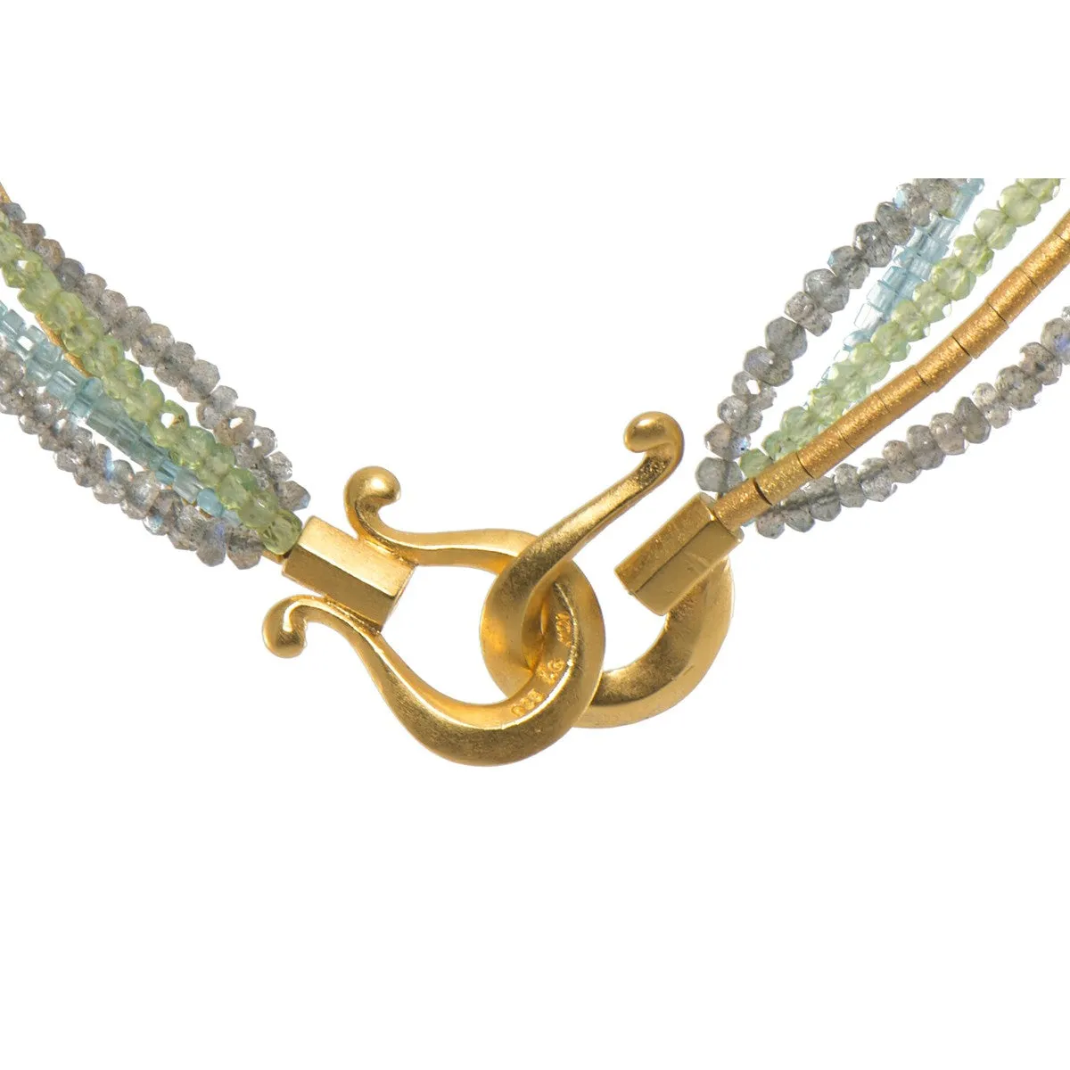 3mm Labradorite, Peridot & Apatite 24K Gold Vermeil Necklace