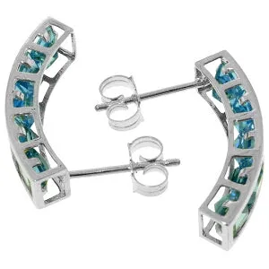 4.5 Carat 14K Solid White Gold Sea Of Love Blue Topaz Earrings