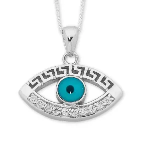45cm Sterling Silver Evil Eye Necklace