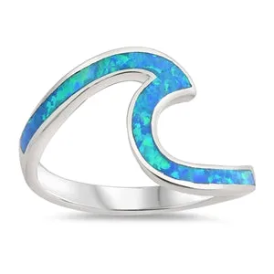 925 Silver Wave Ring With White Opal Inlay