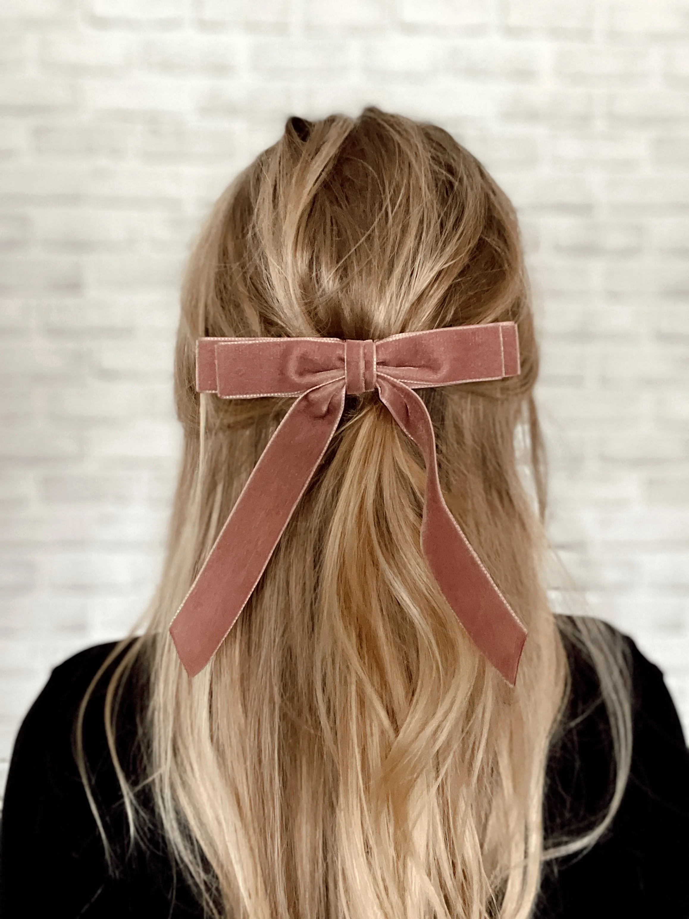 Alice Short Luxe Dusty Mauve Velvet Bow Barrette