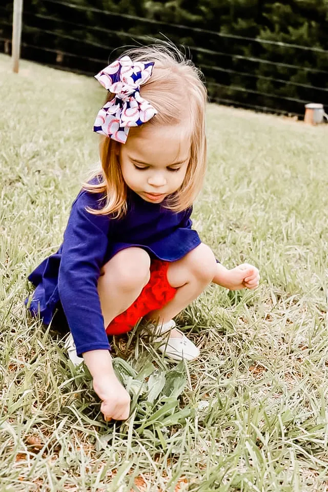 Baseball Hand Tied Fabric Bow Headband | Hair Clip