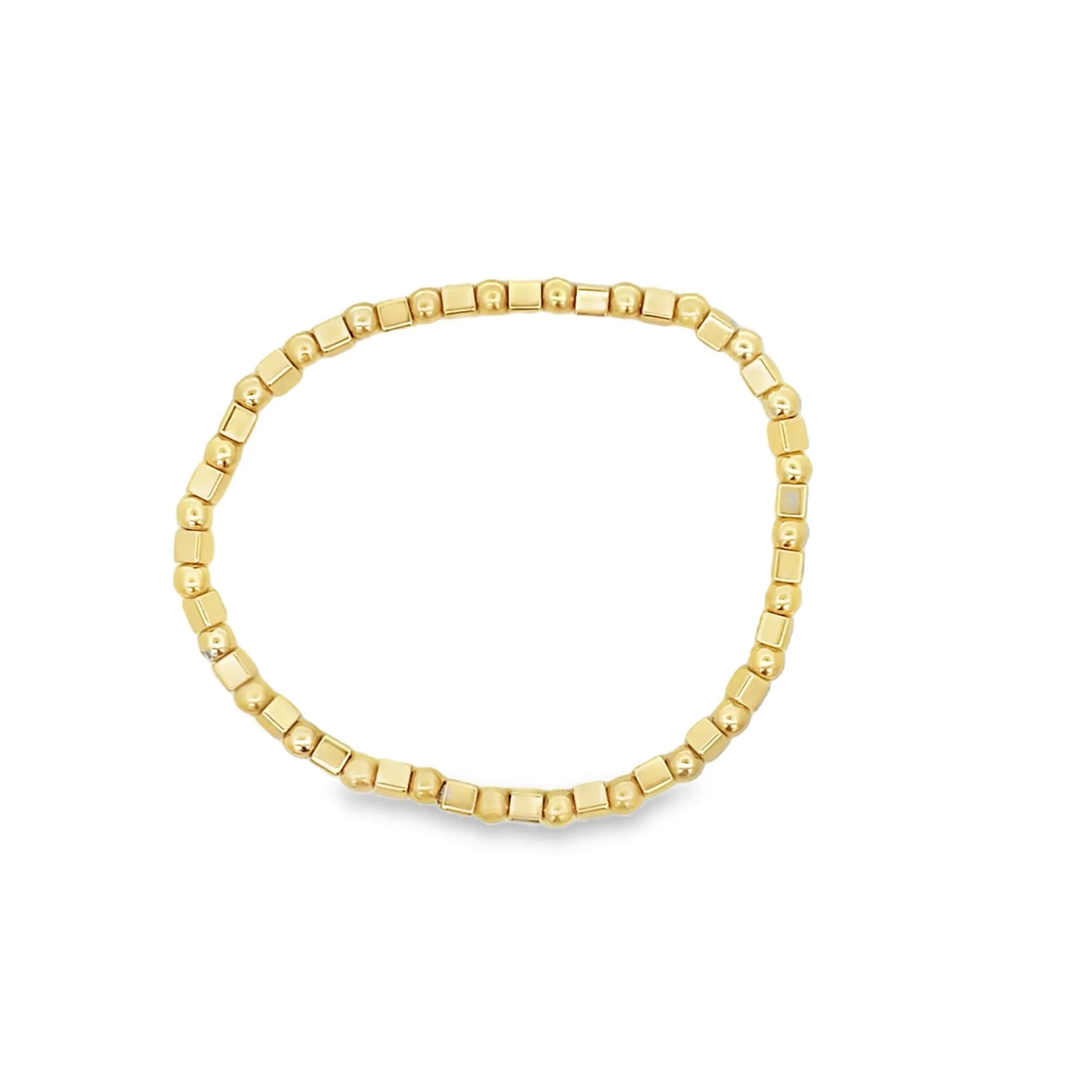 Bead and Cube Charm Elastic Bracelet