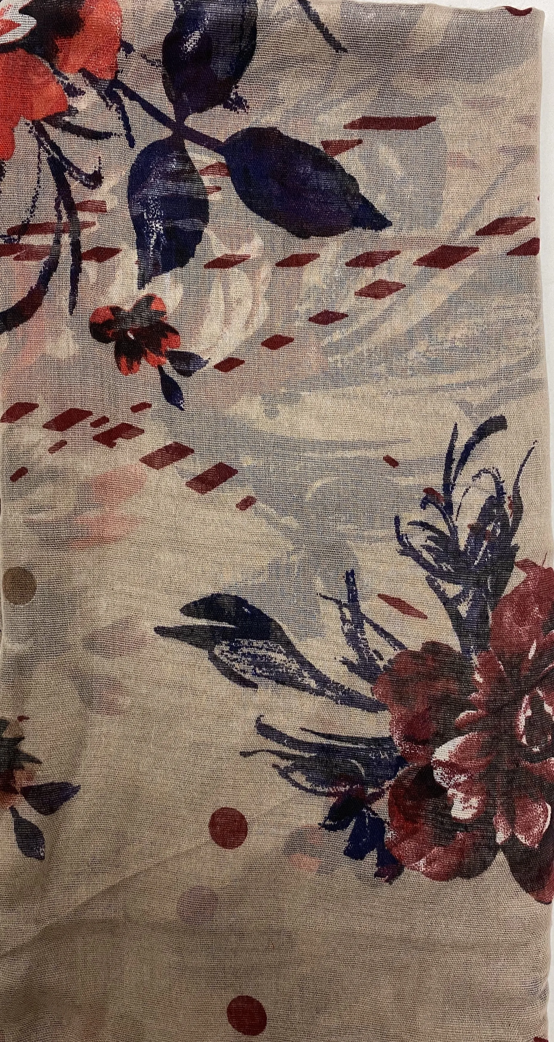 Beige Rose Viscose Printed