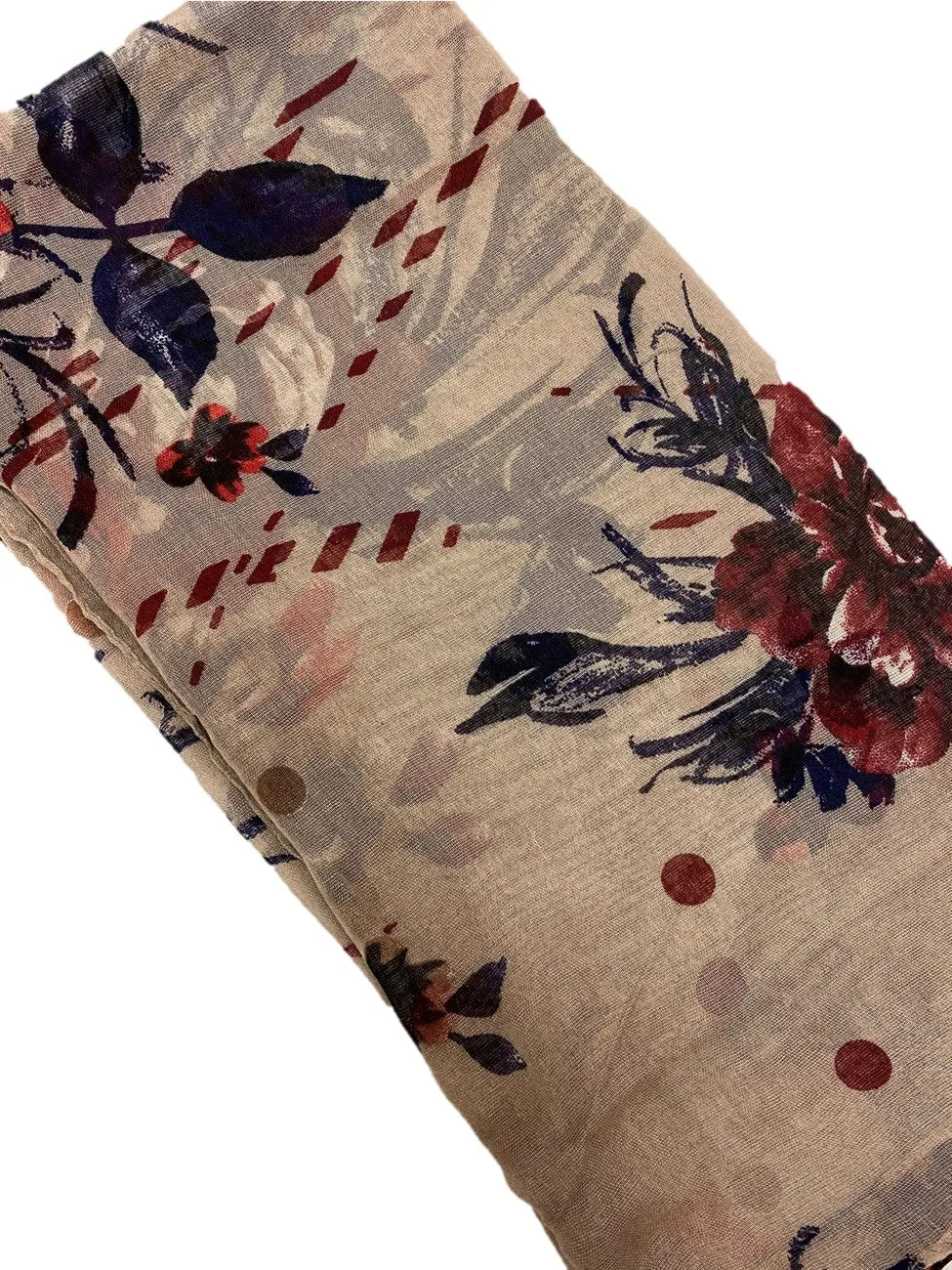 Beige Rose Viscose Printed