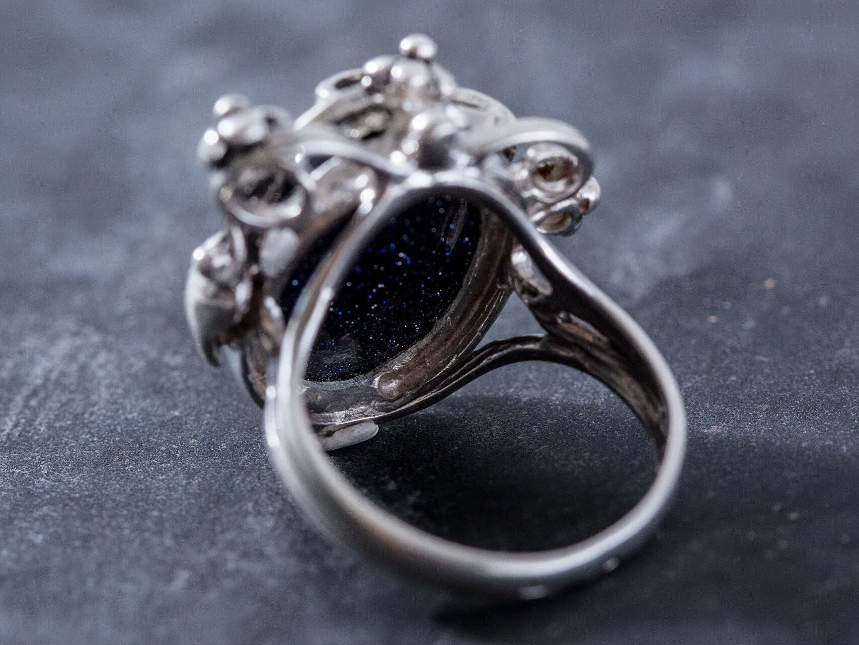 Blue Boho Ring - Sandstone Ring - Flower Statement Ring