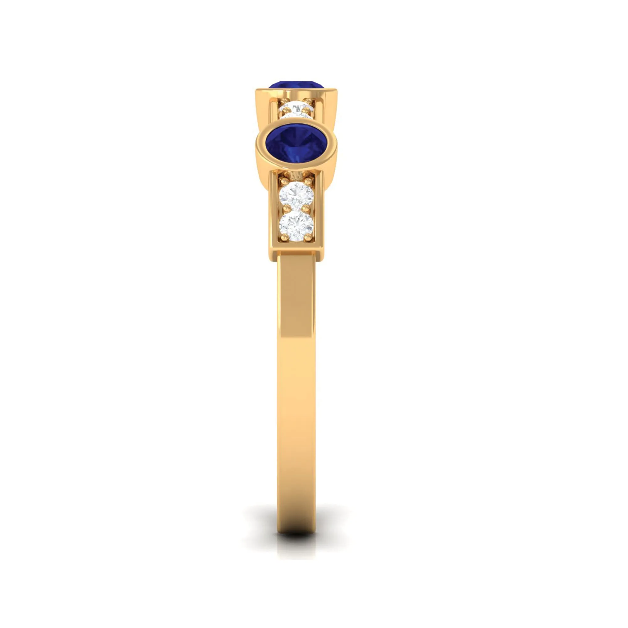 Blue Sapphire and Diamond Minimal Eternity Ring