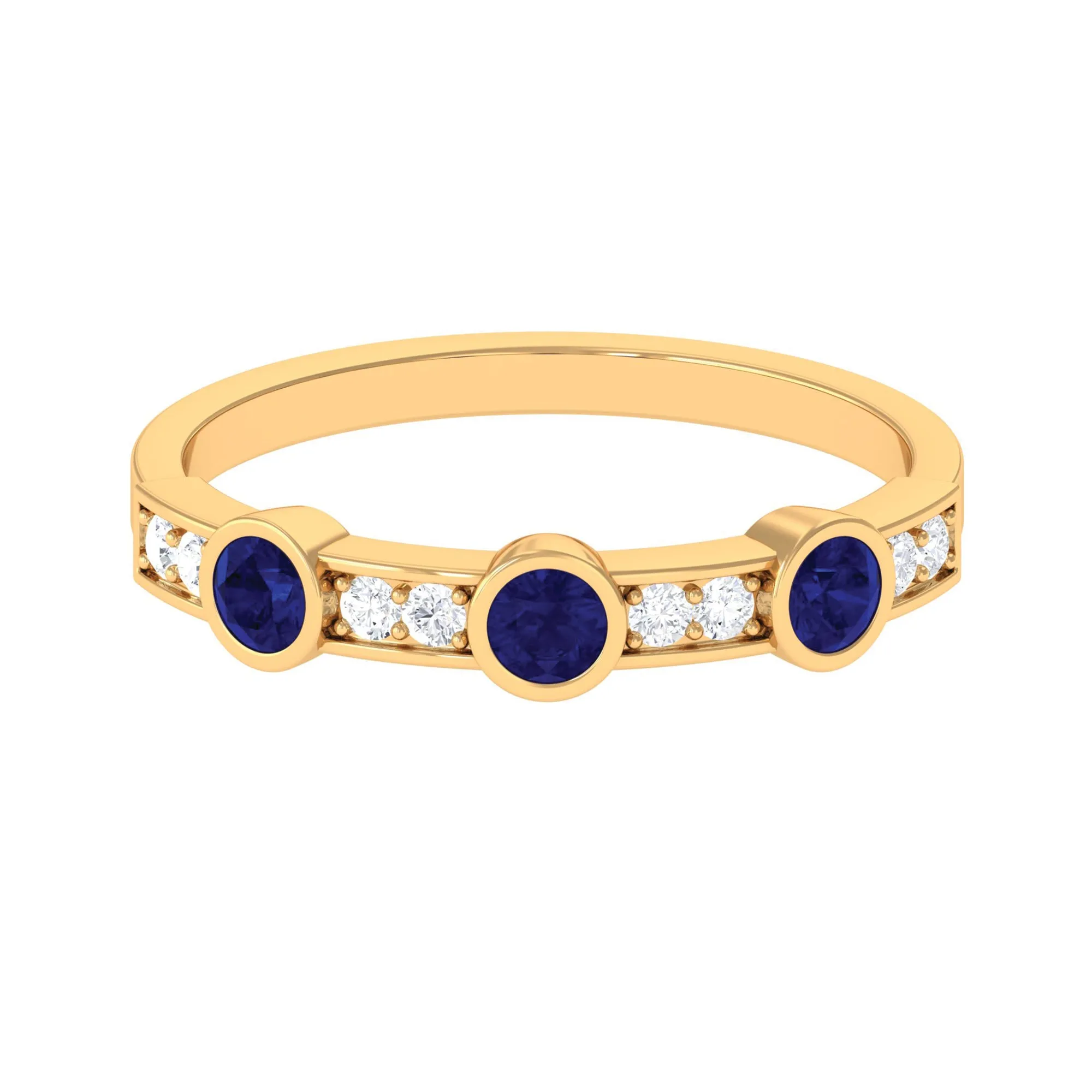 Blue Sapphire and Diamond Minimal Eternity Ring