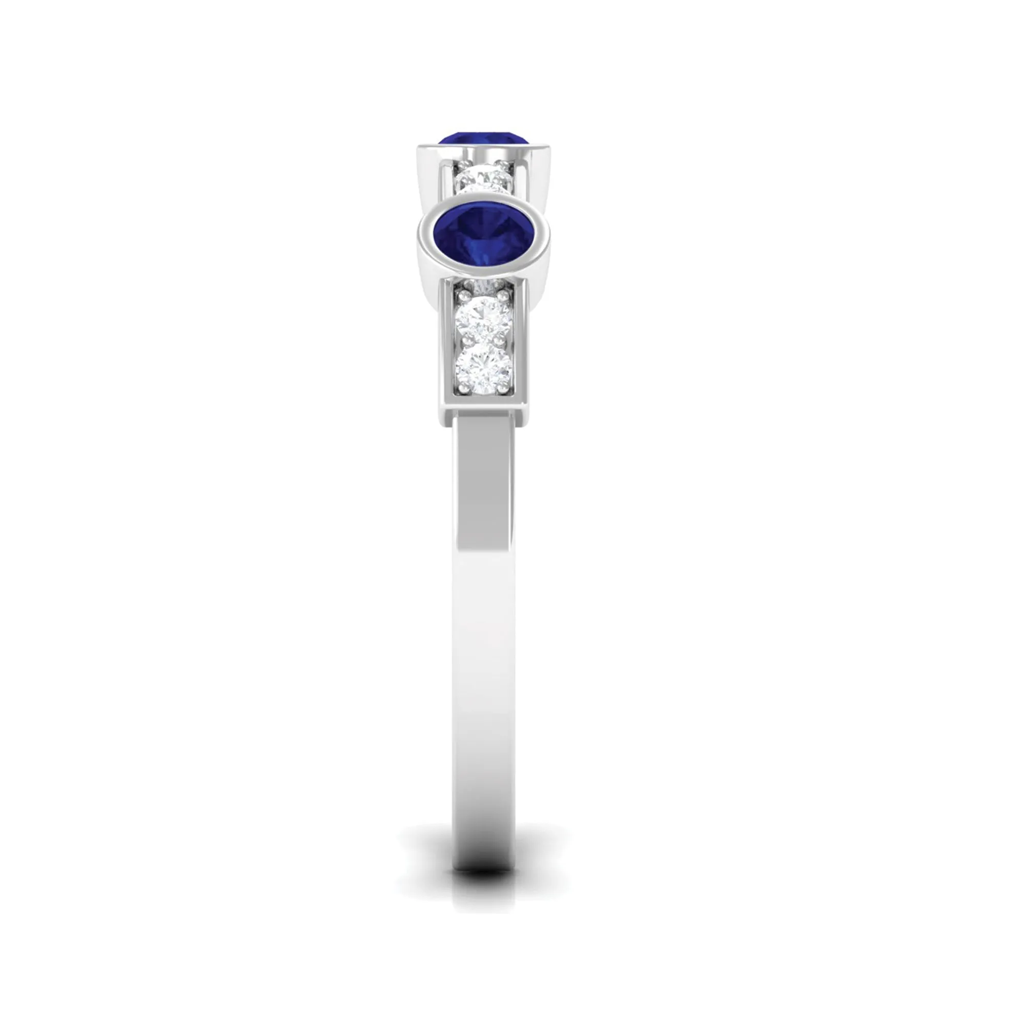 Blue Sapphire and Diamond Minimal Eternity Ring