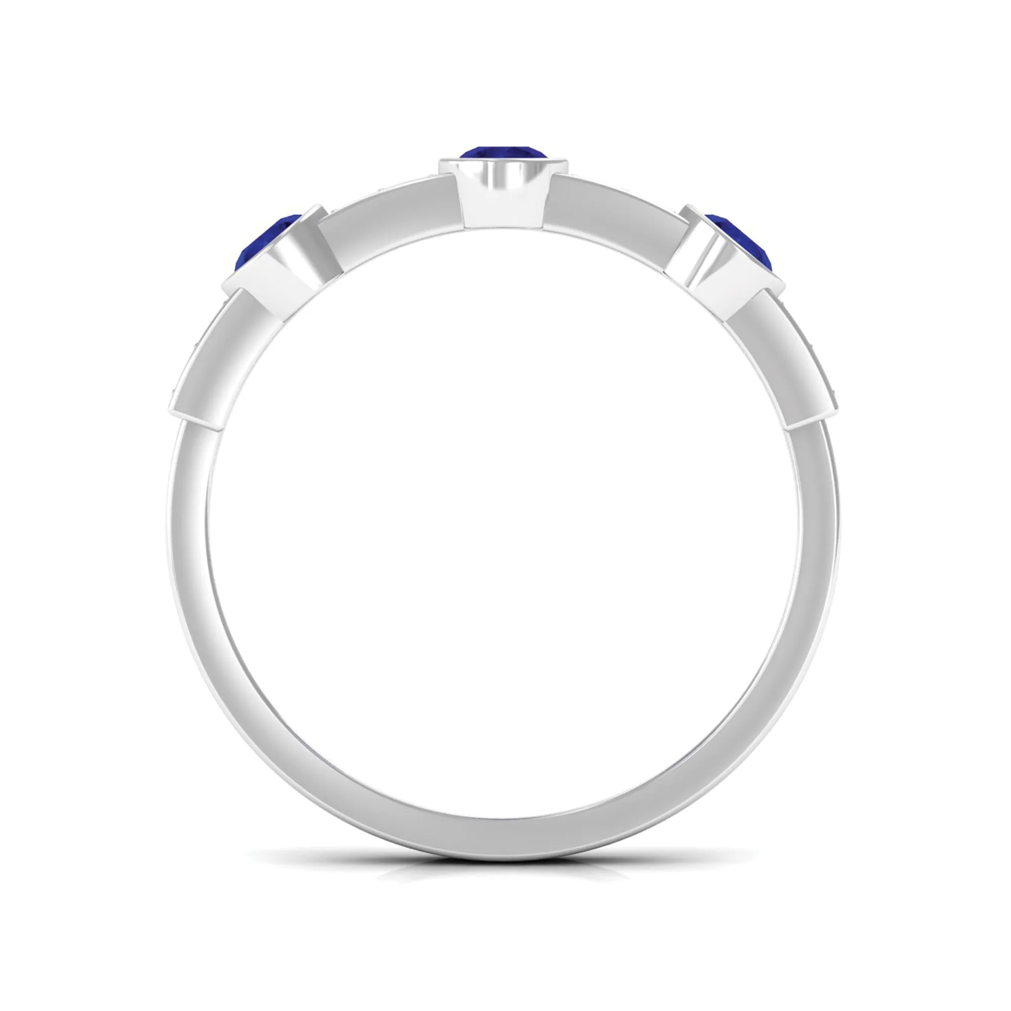 Blue Sapphire and Diamond Minimal Eternity Ring