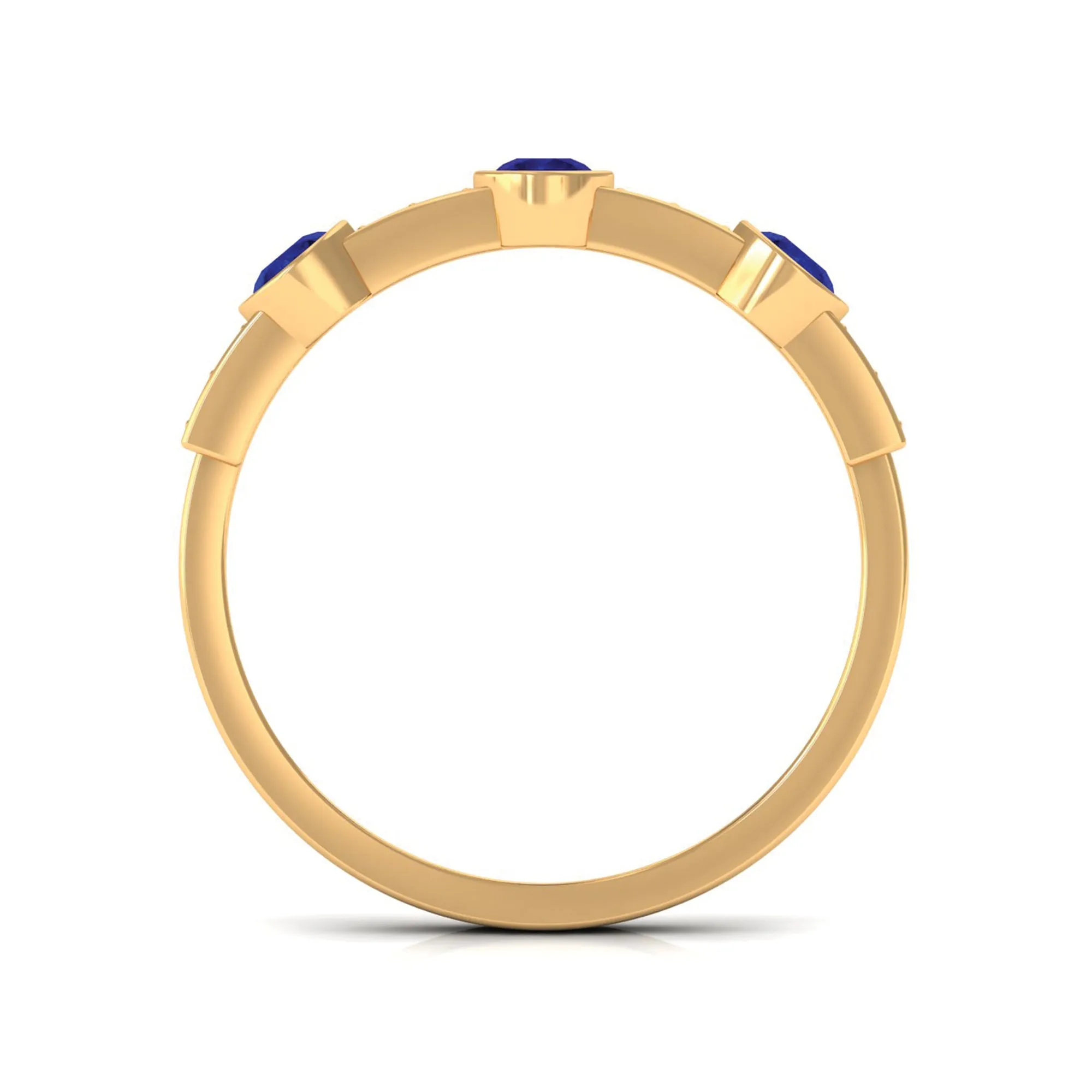 Blue Sapphire and Diamond Minimal Eternity Ring