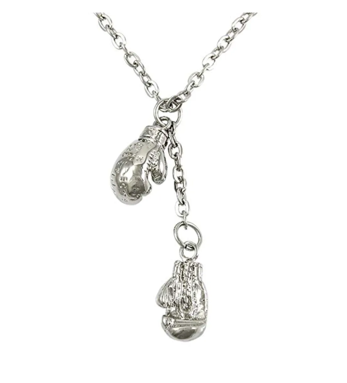 Boxing Gloves Chain Silver Color Metal Alloy Boxing Jewelry Boxing Glove Necklace Gold Boxing Gloves Silver 22in.