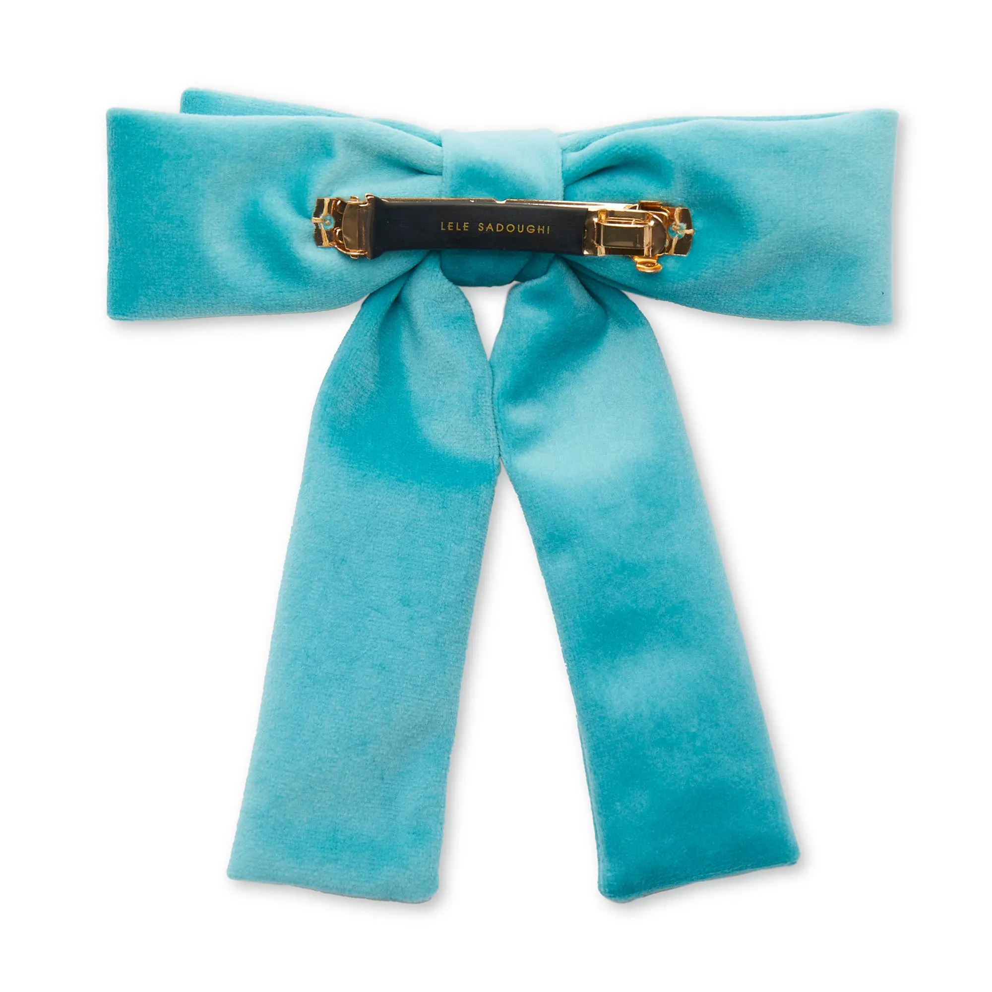 BRIGHT TURQUOISE VELVET ANTOINETTE BOW BARRETTE
