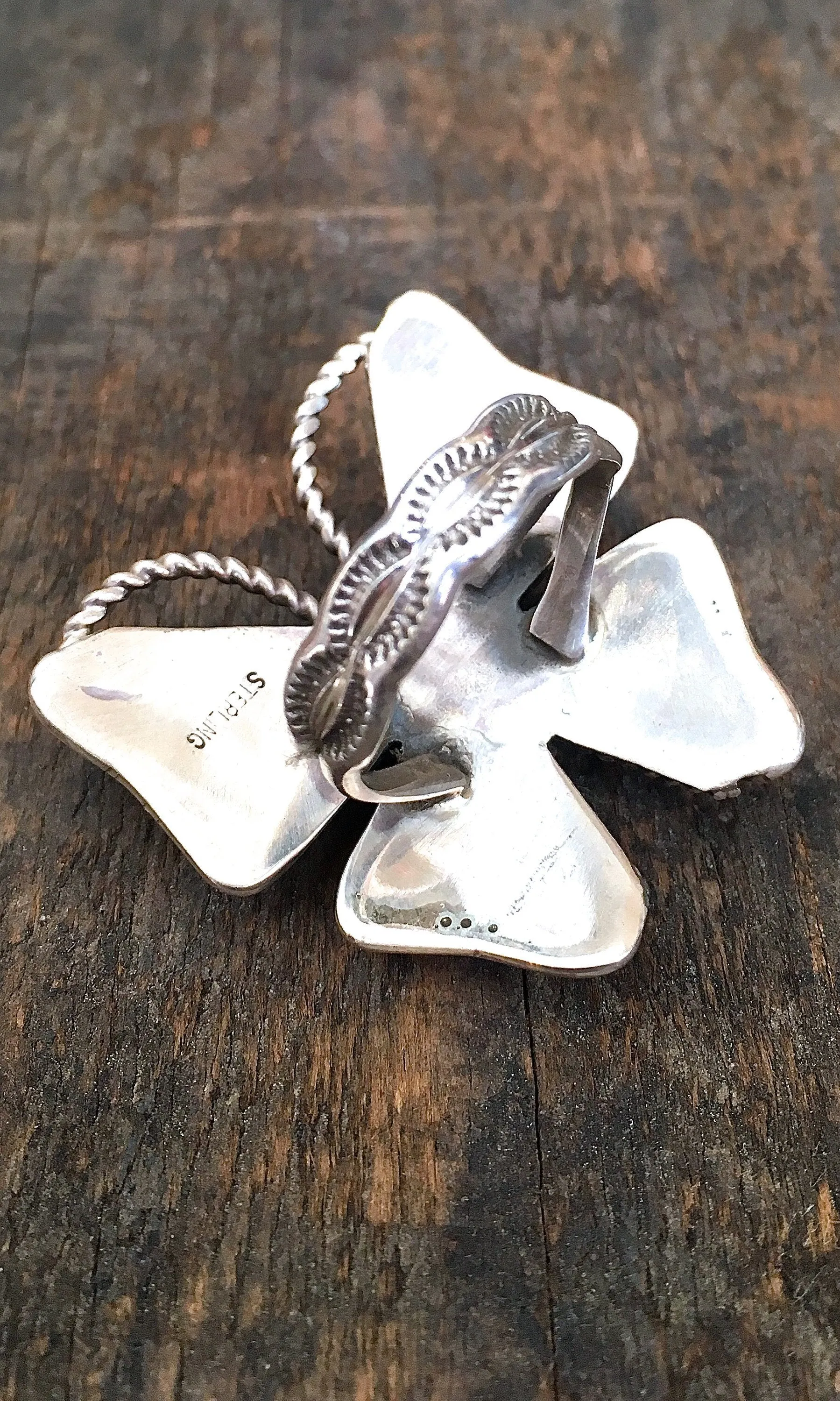 BUTTERFLY EFFECT Navajo Silver & Turquoise Cluster Ring | Size 9