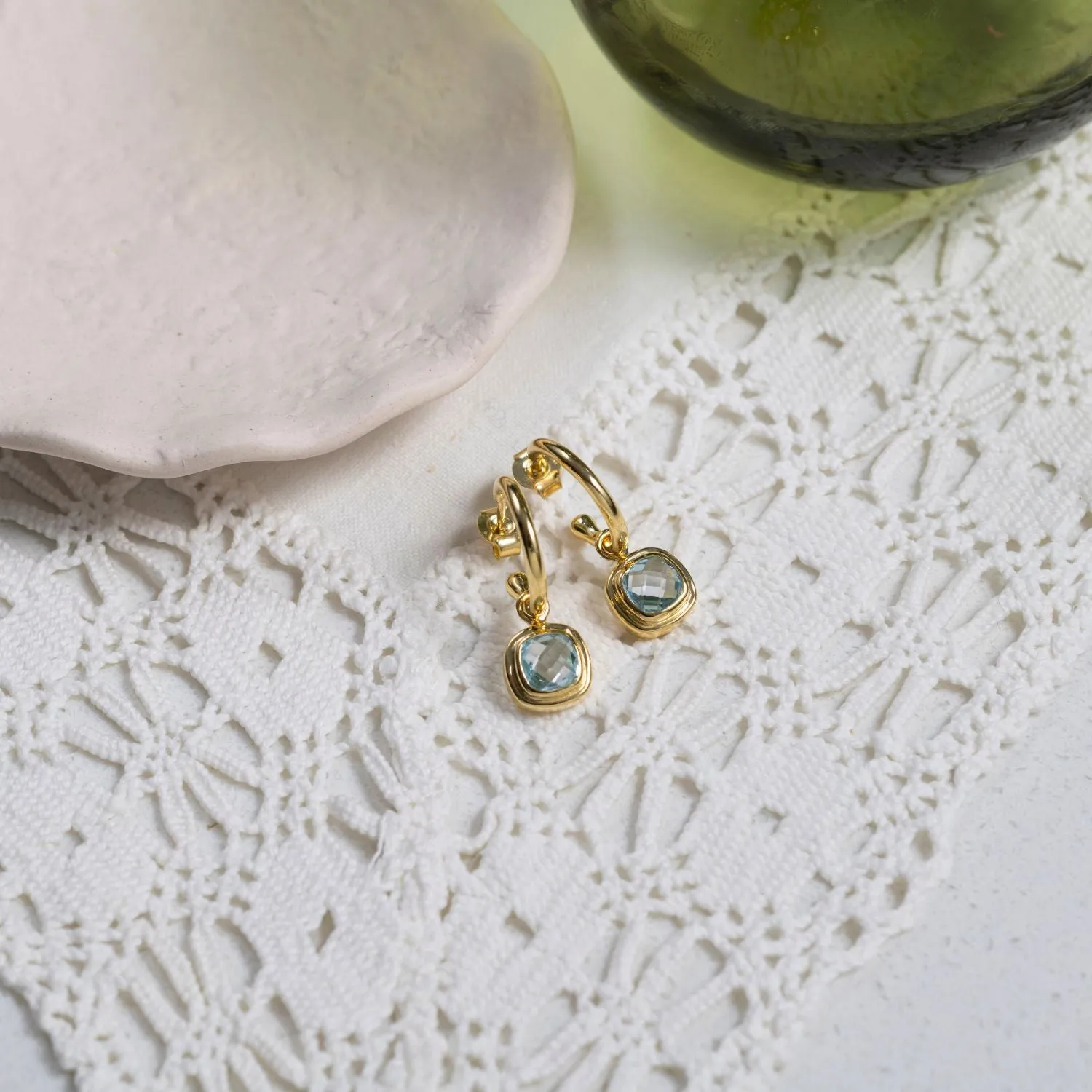 California Cushion Blue Topaz Interchangeable Drops