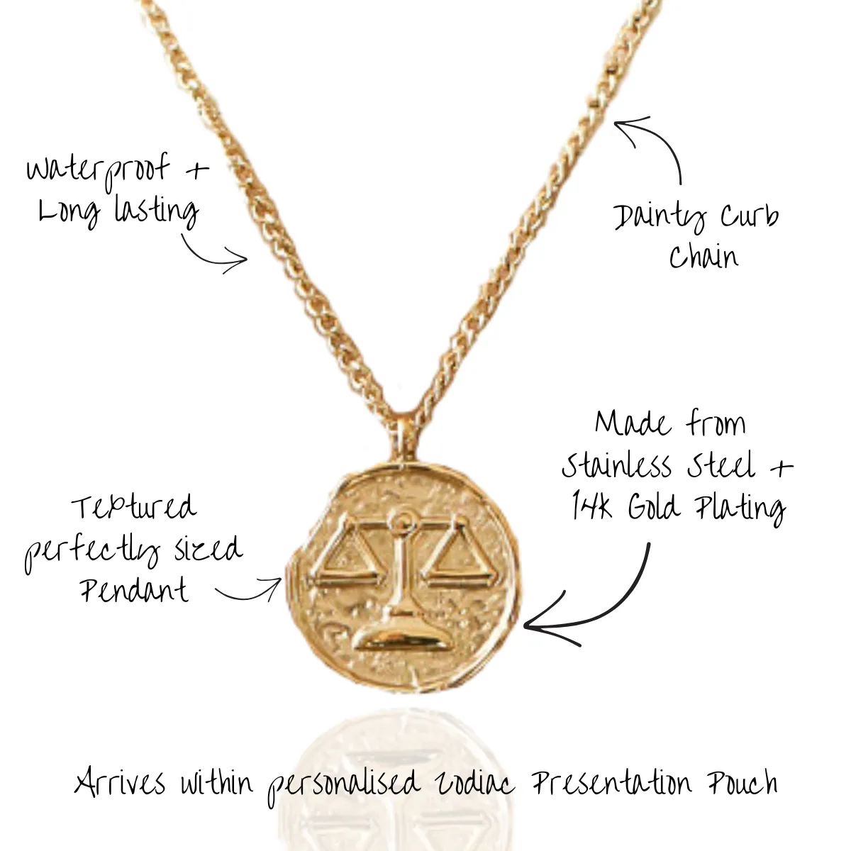 Capricorn Star Sign Gold Pendant Necklace