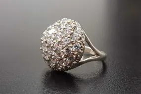 Cluster Diamond Ring - Sparkly Sphere Ring - Vintage Cocktail Ring