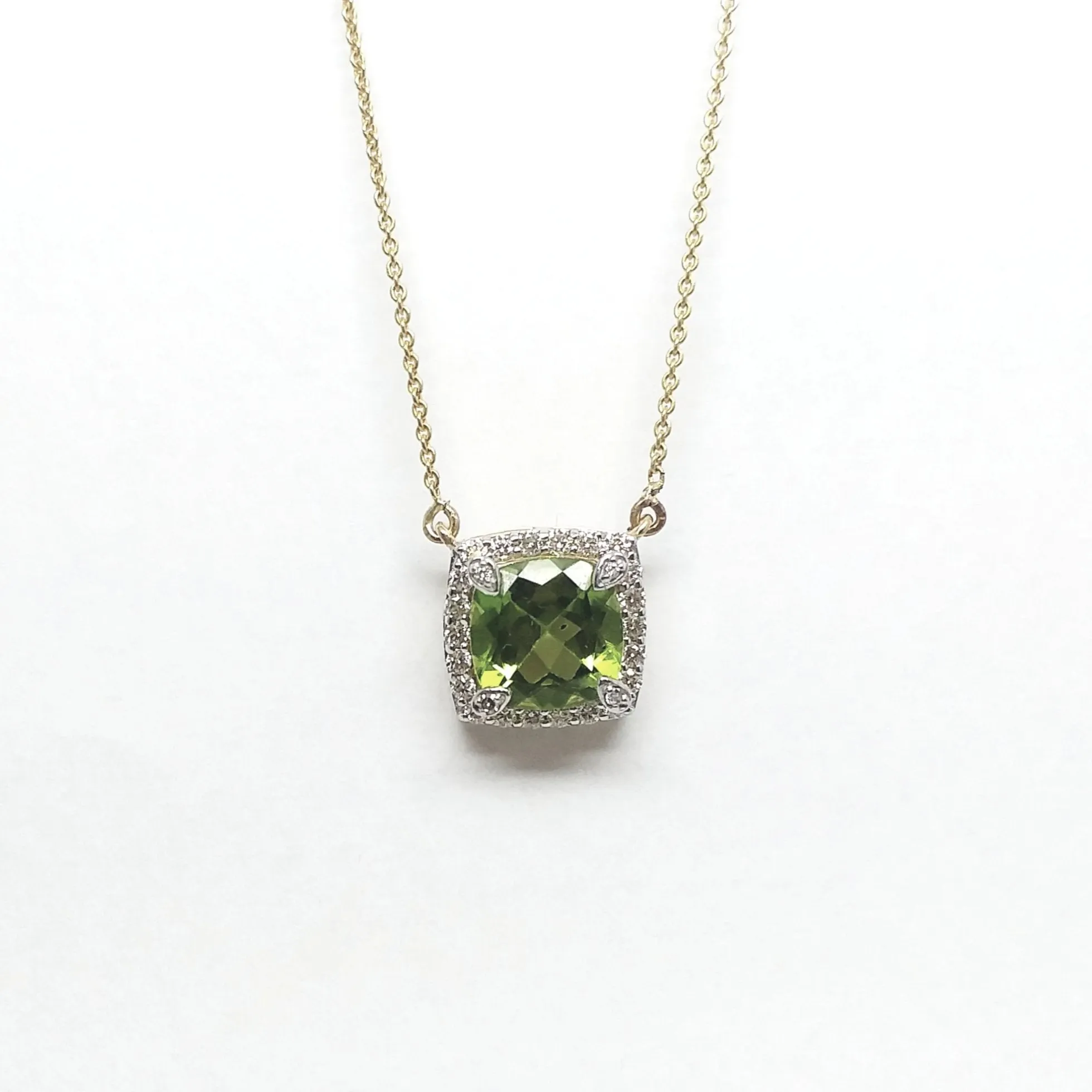 Cushion Cut Peridot and Diamond Pendant AD No: 2088