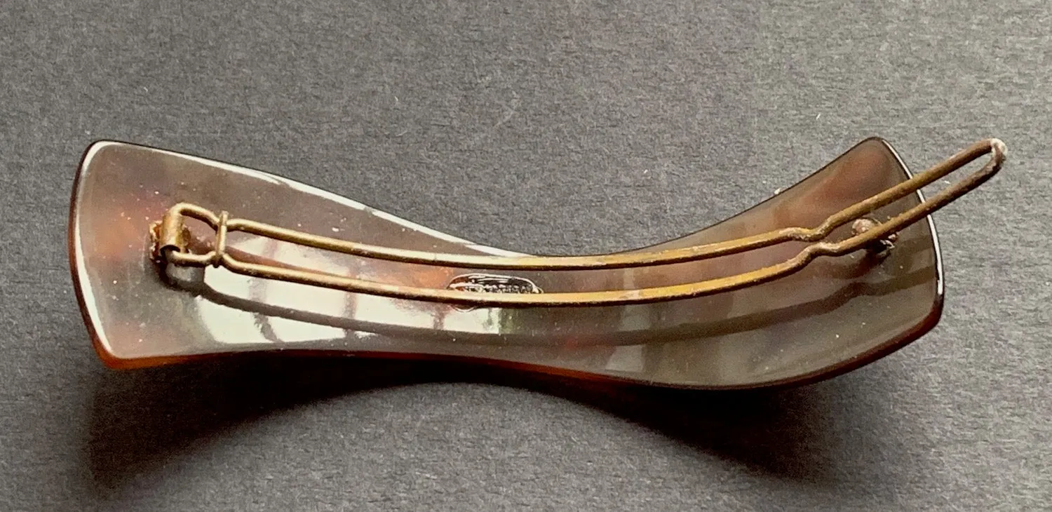 Deco  French Lucite Tortoiseshell and Gold Hair Clip