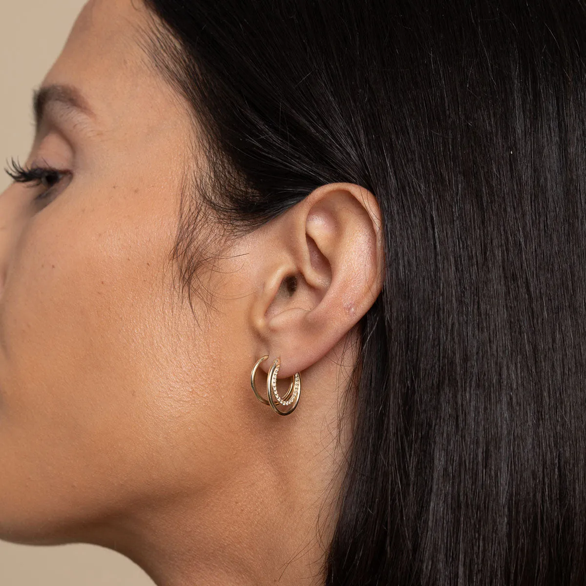 Duo Topaz Hoops in Solid Gold
