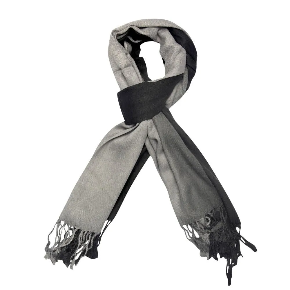 FabSeasons BlackGrey Solid Dual Tone - Double Color Cotton Unisex Scarf