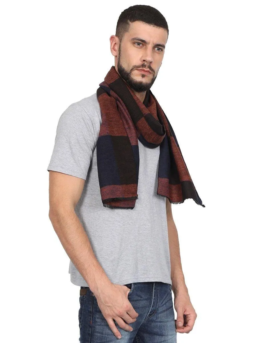 FabSeasons Orange Men's Casual Checkered Acrylic Woolen Muffler