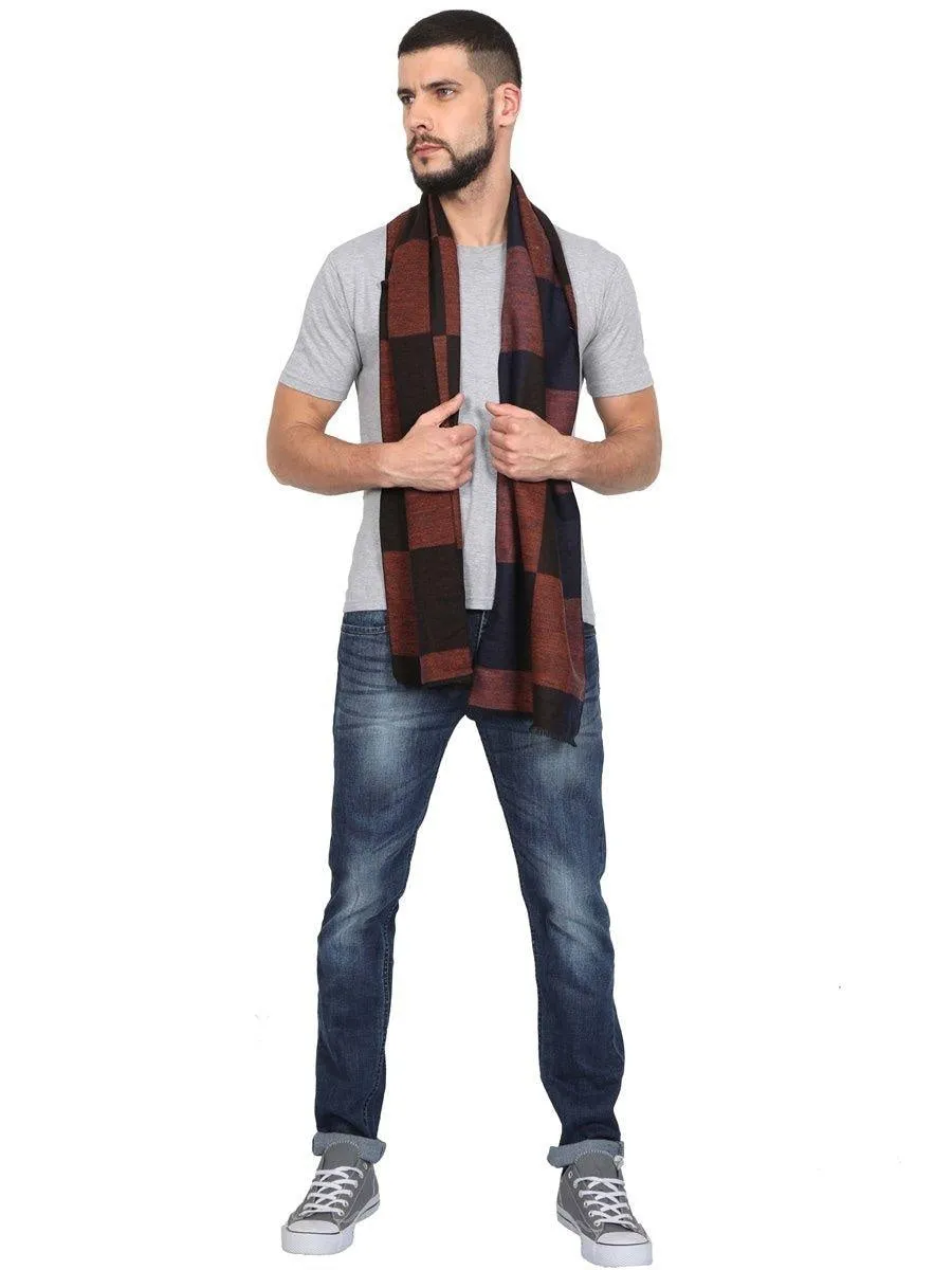 FabSeasons Orange Men's Casual Checkered Acrylic Woolen Muffler