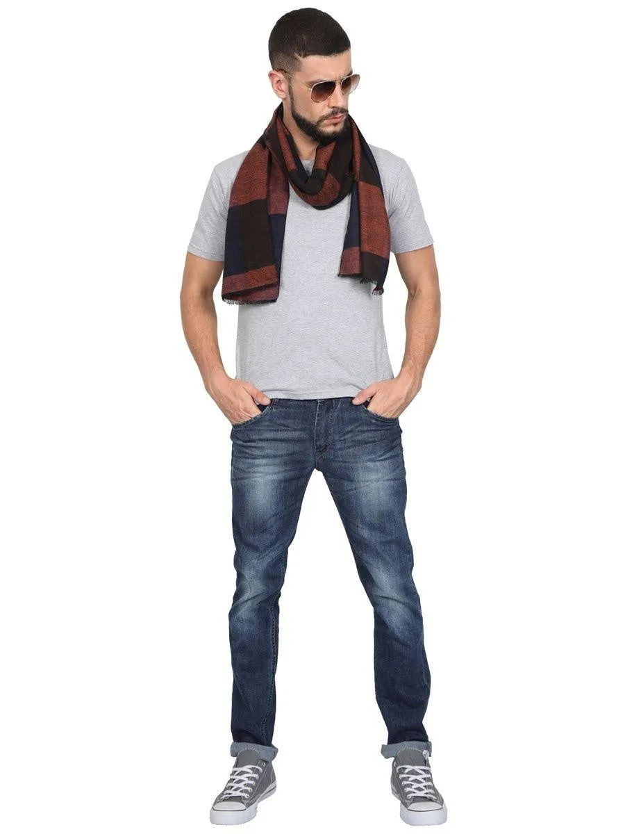 FabSeasons Orange Men's Casual Checkered Acrylic Woolen Muffler