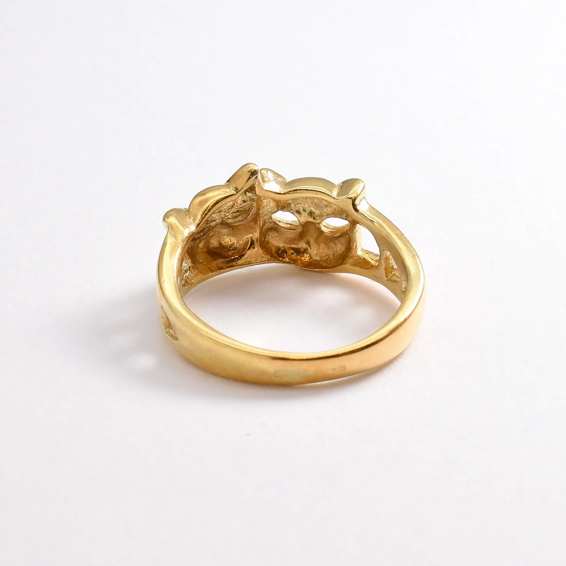 Gold Cat Ring - Cat Face Ring,Two Cats Ring