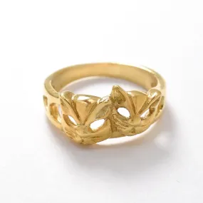 Gold Cat Ring - Cat Face Ring,Two Cats Ring