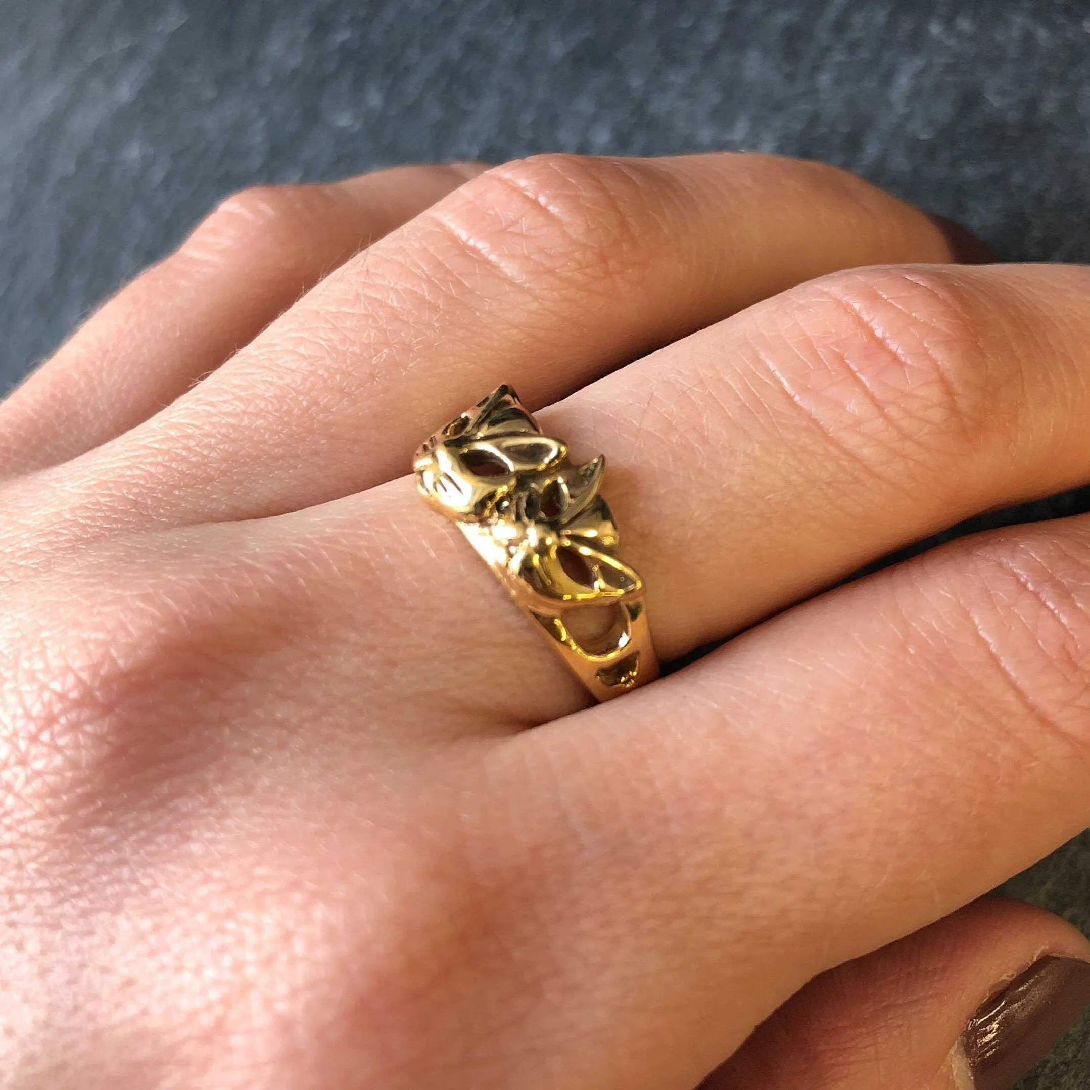 Gold Cat Ring - Cat Face Ring,Two Cats Ring