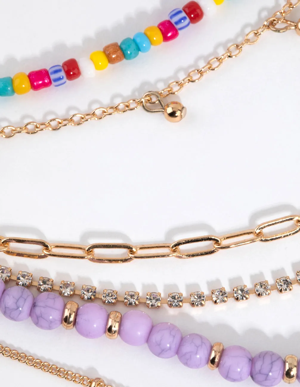 Gold Semi-Precious Shark Tooth Necklace 6-Pack