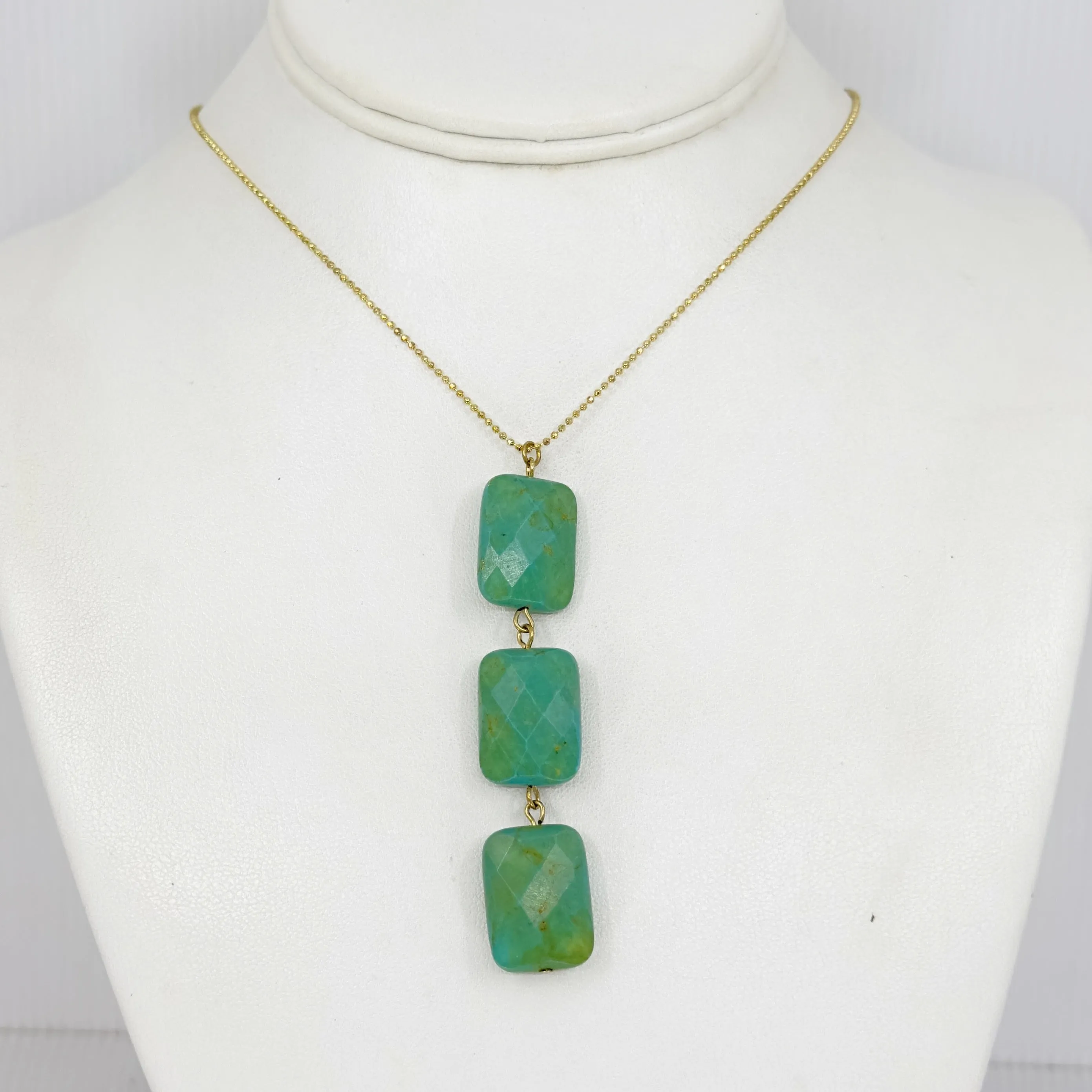 Gold Vermeil sterling silver turquoise bead necklace