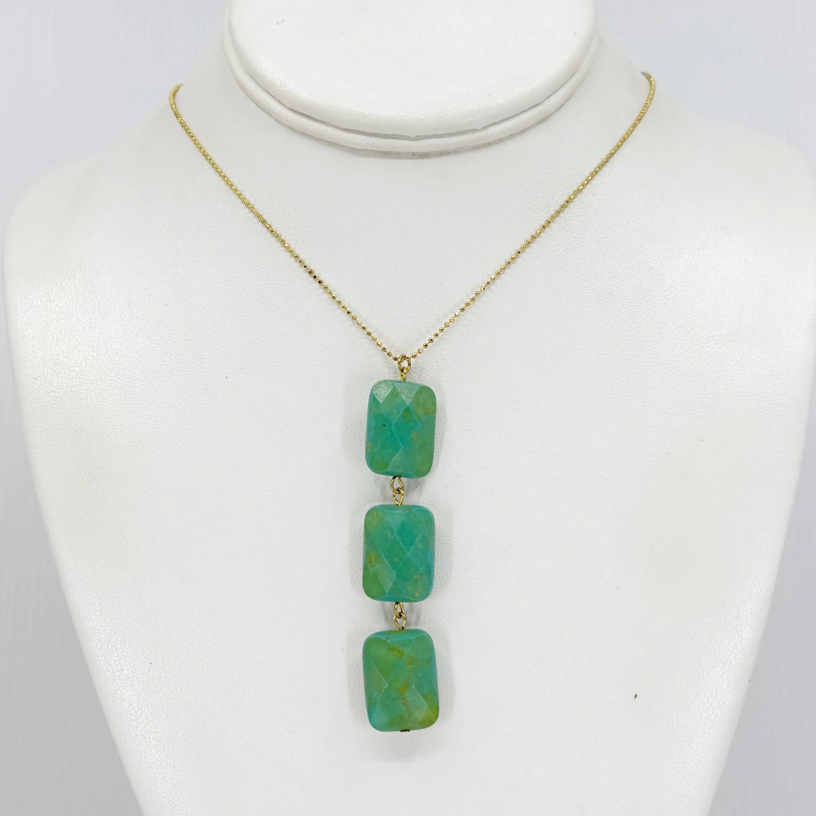 Gold Vermeil sterling silver turquoise bead necklace