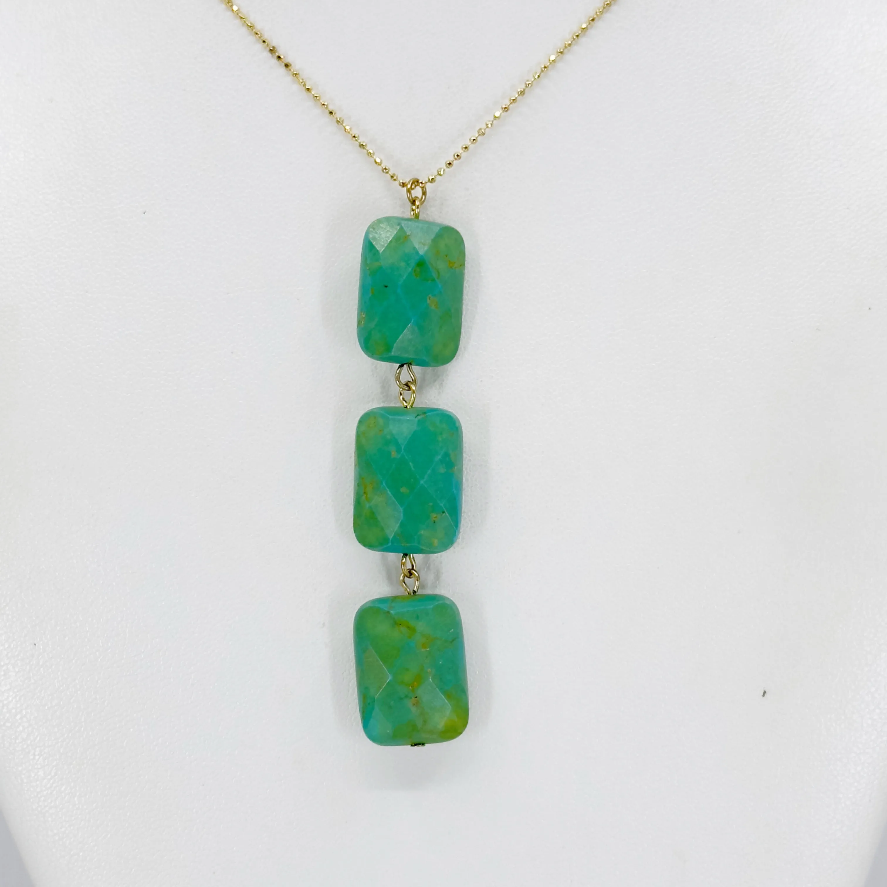 Gold Vermeil sterling silver turquoise bead necklace