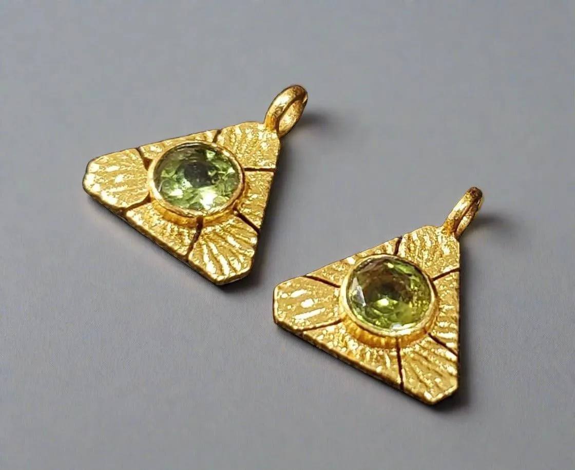 Gold Vermeil Triangle Shape Peridot Charm