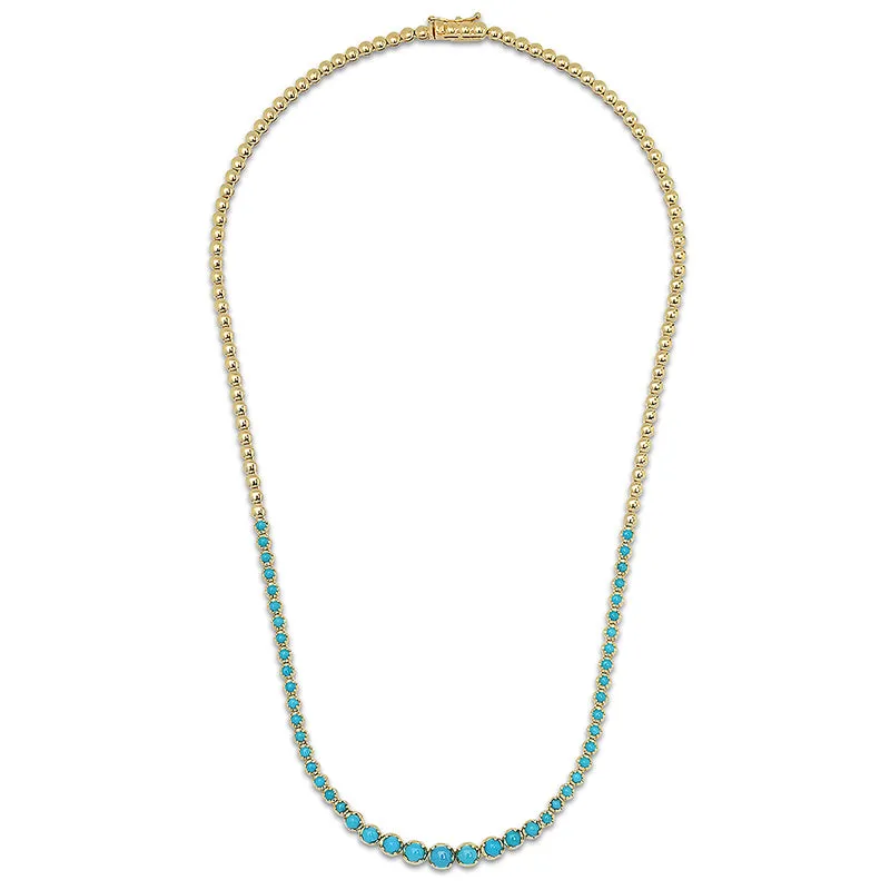 Graduated Turquoise Tennis Necklace
