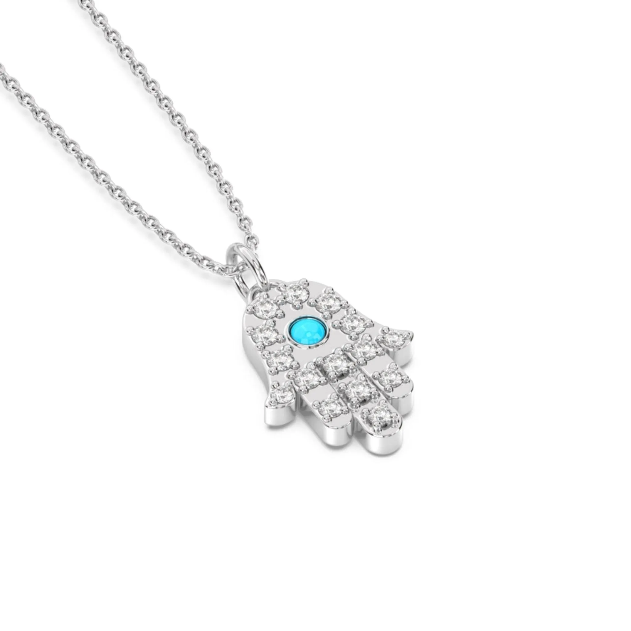 Hamsa Pendant in Diamond and Turquoise