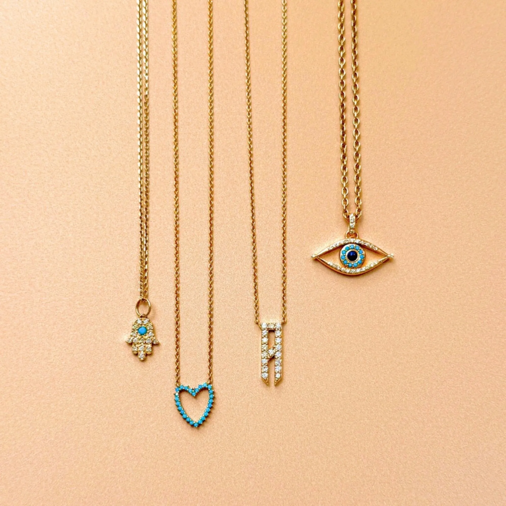 Hamsa Pendant in Diamond and Turquoise